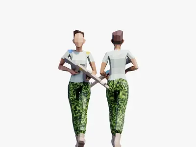 Ground Forces Army Soldiers - Animated and Rigged Low-poly 3D model