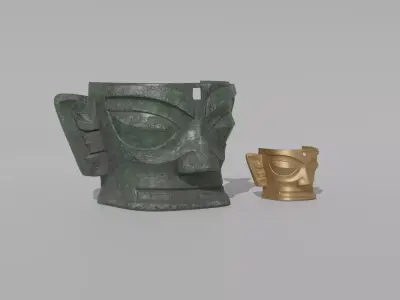 Sanxingdui Bronze Mask cultural relic bronze artifact PBR 3D model