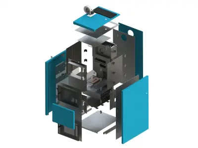 Solid fuel pyrolysis boiler SOLIDWORKS Flow Simulation 3D model