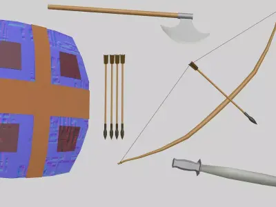 Game ready Viking Weapons Pack Low-poly 3D model