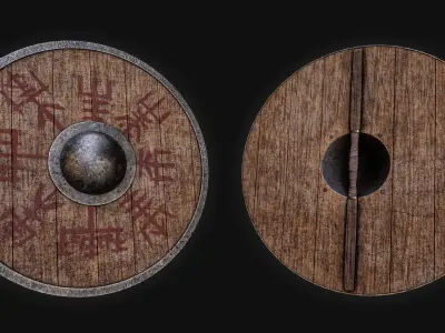 Viking Shields Low Poly Unreal Engine ready AC Valhalla Low-poly 3D model