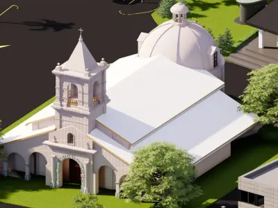 Chapel church in middle of parking lot 3D model