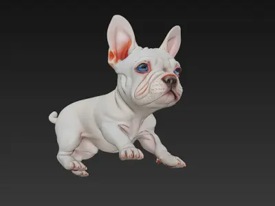French Bulldog Puppy Dog Realistic 3D Model - Low Poly Realistic Low-poly 3D model