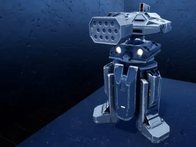 Turret futuristic machine gun 3D model