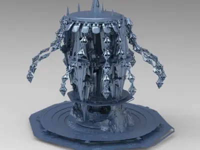 Jelly Fish Sci fi ship Stand 3 Low-poly 3D model