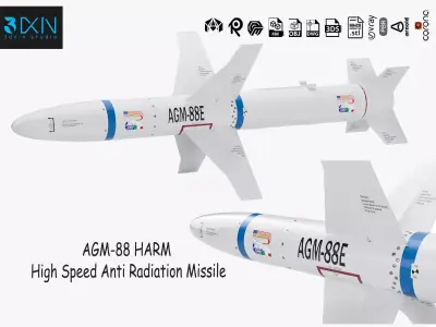 AGM-88E HARM High Speed Anti Radiation Missile 3D model