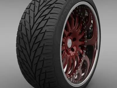 Savini Forged SV-4 Wheel and Tire 3D model