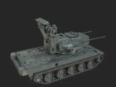 2 coatings of JSDF Type 87 self-propelled anti-aircraft gun Low-poly 3D model
