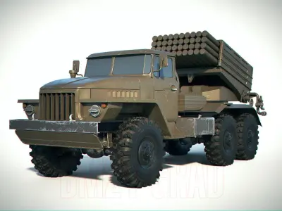BM-21 Grad PBR Low-poly 3D model