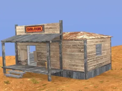 Western saloon Free low-poly 3D model