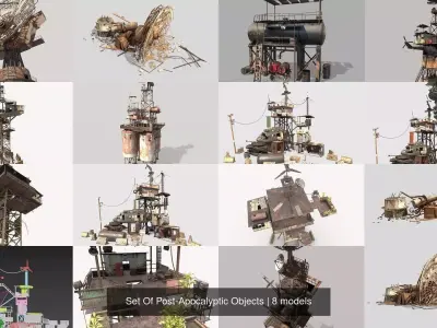 Set Of Post-Apocalyptic Objects 3D Model Collection