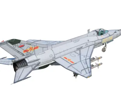 PBR PLAAF J7E J-7E J-7G Fighter Mig-21 Fishbed Low-poly 3D model