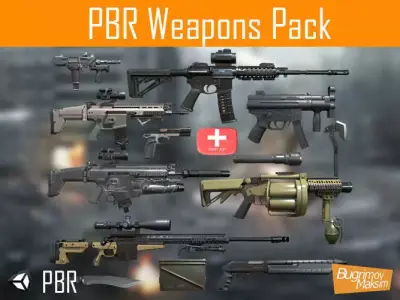 PBR Weapons pack  Low-poly 3D model