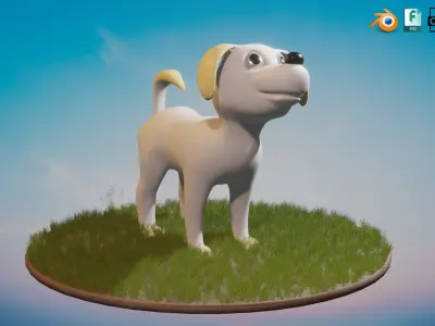 Cute little Puppy Dog Low-poly 3D model