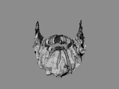 Knight beard low poly hair cards Low-poly 3D model