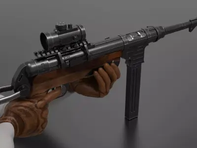 MP 40 Submachine Gun Fps-Tps Low-poly 3D model