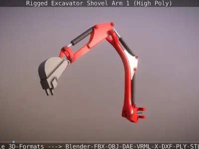 Rigged Excavator Shovel Arm -1- High-Poly 3D model