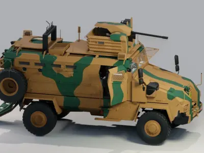 BMC kirpi MRAP - include inside - Fully Rigged Low-poly 3D model