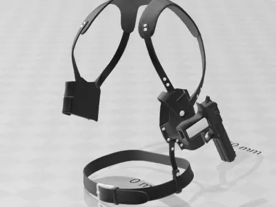 Leather Holster Shoulder Harness 3D model