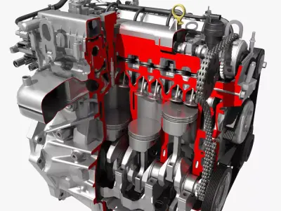 Car 4 Cylinder Engine Cutaway 3D model