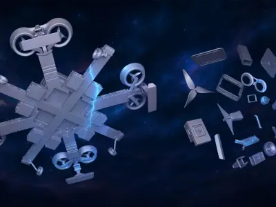 3D SciFi Hexacopter Drone Modular and Assembled 3D model