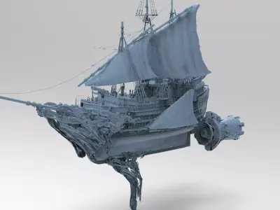 Baroque detailed Drake ship 3D model