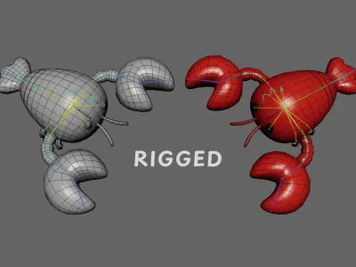 Cartoon Shrimp Rigged Low-poly 3D model