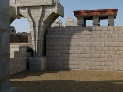 Castle on water in minecraft Low-poly 3D model