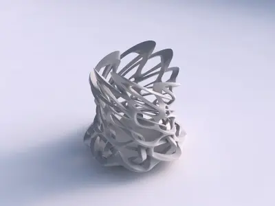 Bowl cylindrical with interlacing sharp edged lattice twisted... 3D model