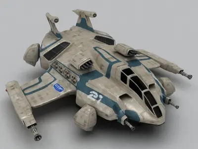 Heavy Space Fighter Low-poly 3D model