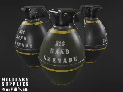 Military Supplies Pack - Hand Grenade Free low-poly 3D model