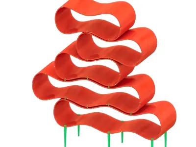 Shelf orange wavy sculpture 3D model