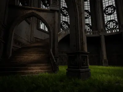 GOTHIC CASTLE BUILDING 3 Low-poly 3D model