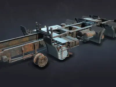 Semi-Trailer Truck Frame Rusty Low-poly 3D model