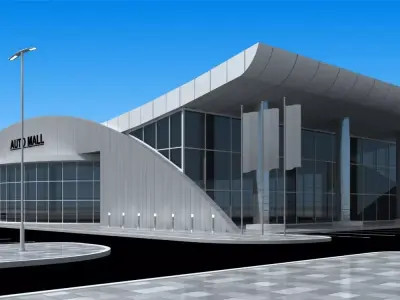 auto mall exterior and interior updated 3D model