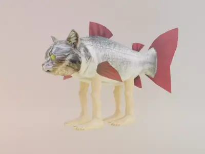 Trulimero Trulicina Italian brainrot Low Poly Character Low-poly 3D model