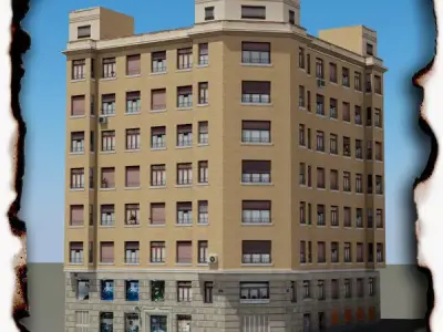 Building tall Low-poly 3D model