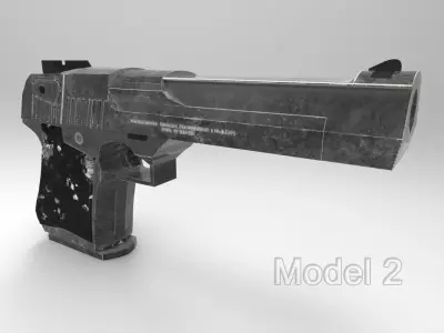 Desert Eagle 3 textures - Low-High poly Low-poly 3D model