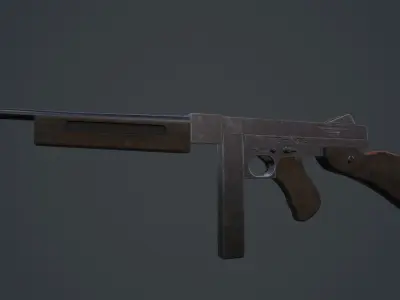 Thompson submachine gun Free low-poly 3D model