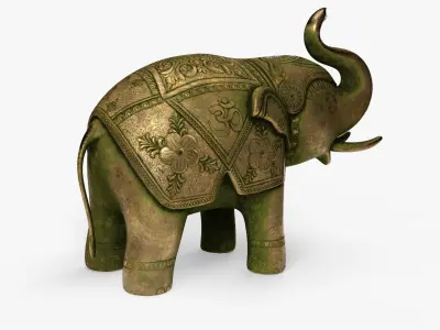 Ancient Elephant Statue Low-poly 3D model