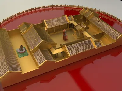 Chinese courtyard house Siheyuan 3D model