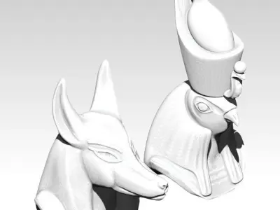 Horus Anubis pair head bust model 3D print model