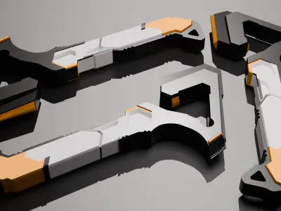 Tomahawk - black and yellow Low-poly 3D model