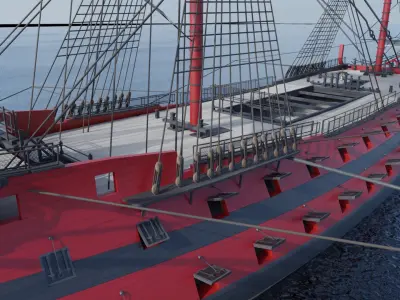 HMS Vanguard - Pirate Ship Galleon Low-poly 3D model