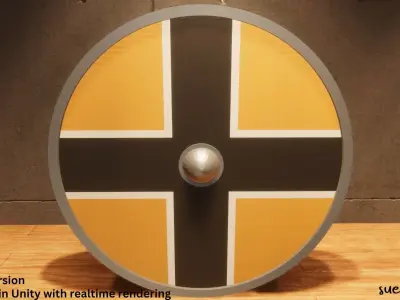 Round Shield - Lowpoly Textured and Colorbased  Low-poly 3D model