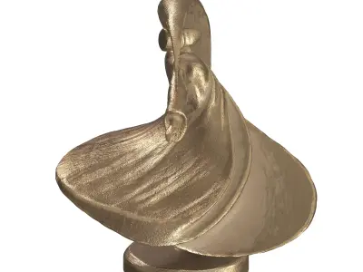 Dancing human metal statues Low-poly 3D model