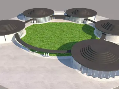 exhibition 5 halls exterior-interior 3D model