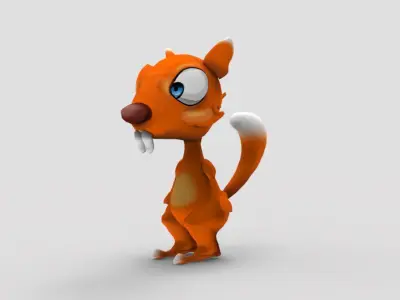 Orange Squirrel Low-poly 3D model