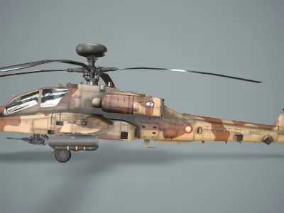 Apache AH-64E Qatar Emiri Air Force Complex Animation Low-poly 3D model
