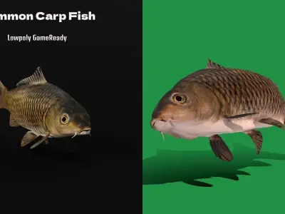 Common Eurasian Carp Fish Low-poly 3D model